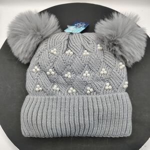 Chic Gray Pom-Pom Beanie for Kids